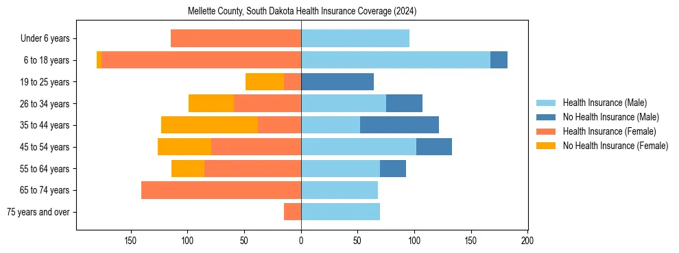 Health insurance pyramid for Mellette County, South Dakota