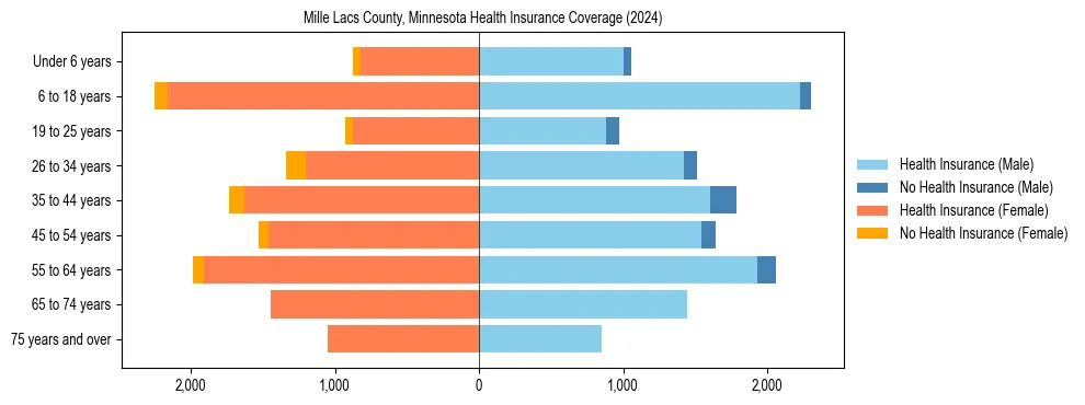 Health insurance pyramid for Mille Lacs County, Minnesota