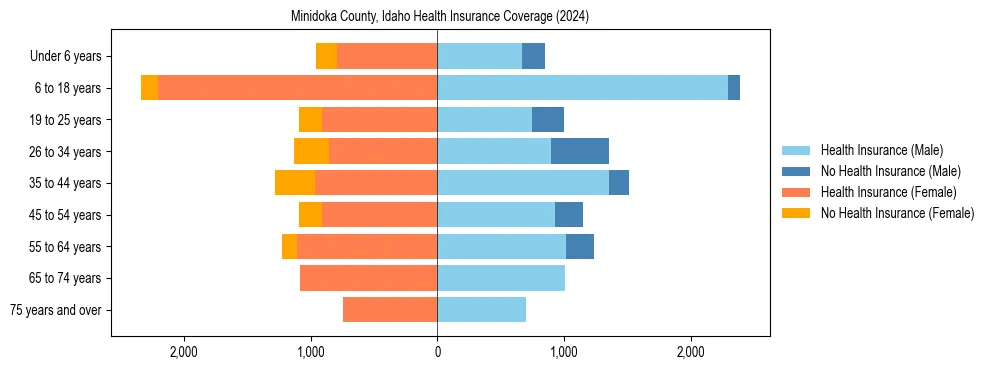 Health insurance pyramid for Minidoka County, Idaho