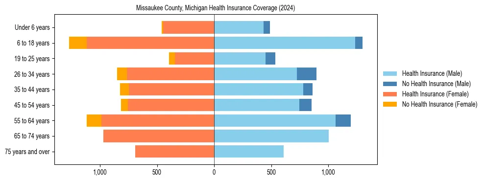 Health insurance pyramid for Missaukee County, Michigan