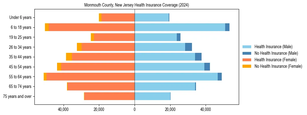 Health insurance pyramid for Monmouth County, New Jersey