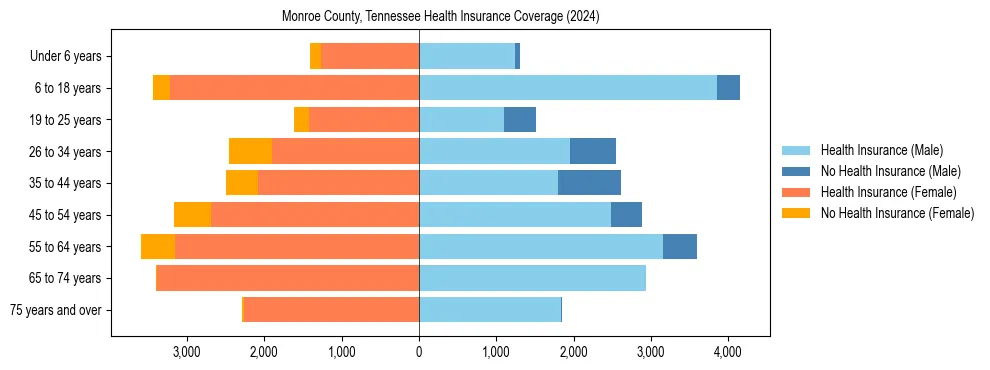 Health insurance pyramid for Monroe County, Tennessee
