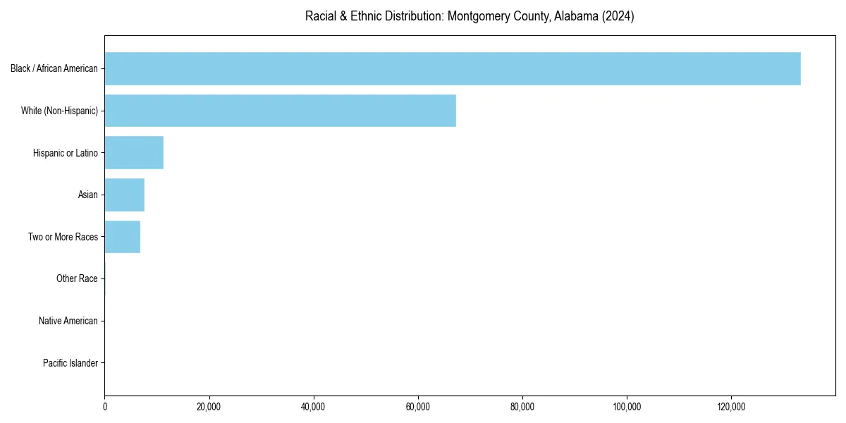 Bar chart showing racial distribution in  for 2024