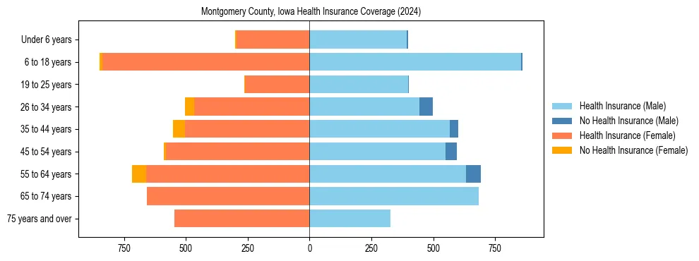 Health insurance pyramid for Montgomery County, Iowa