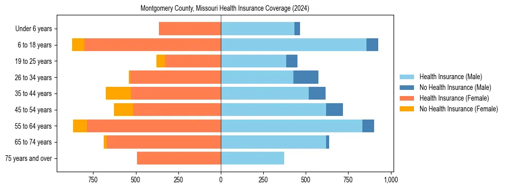 Health insurance pyramid for Montgomery County, Missouri