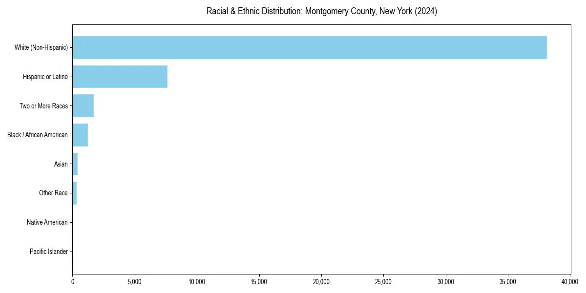 Bar chart showing racial distribution in  for 2024