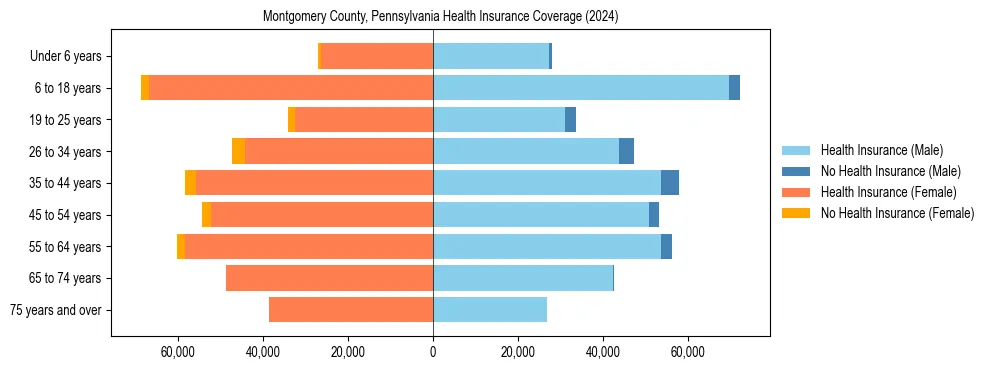 Health insurance pyramid for Montgomery County, Pennsylvania