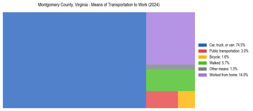 Commute modes in Montgomery County, Virginia