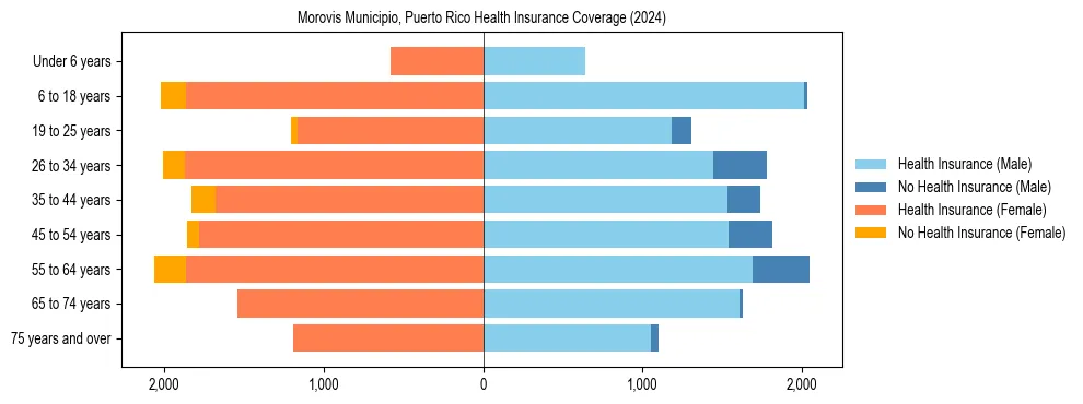 Health insurance pyramid for Morovis Municipio, Puerto Rico