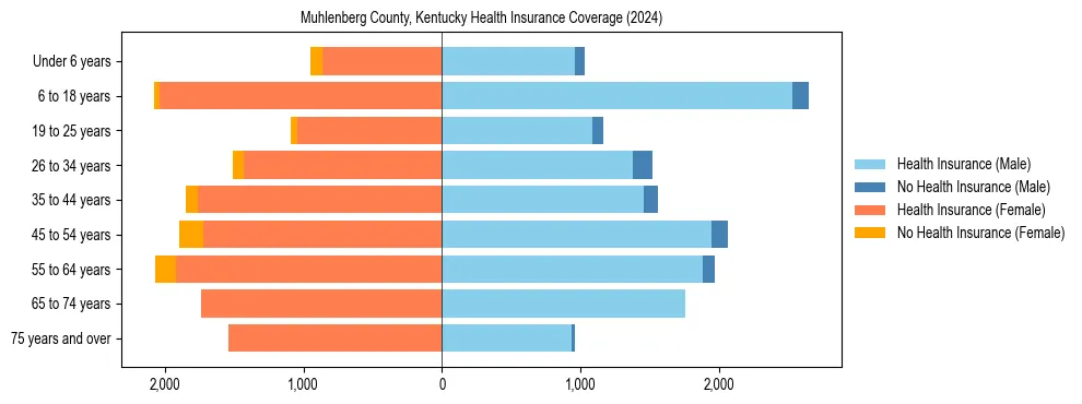 Health insurance pyramid for Muhlenberg County, Kentucky