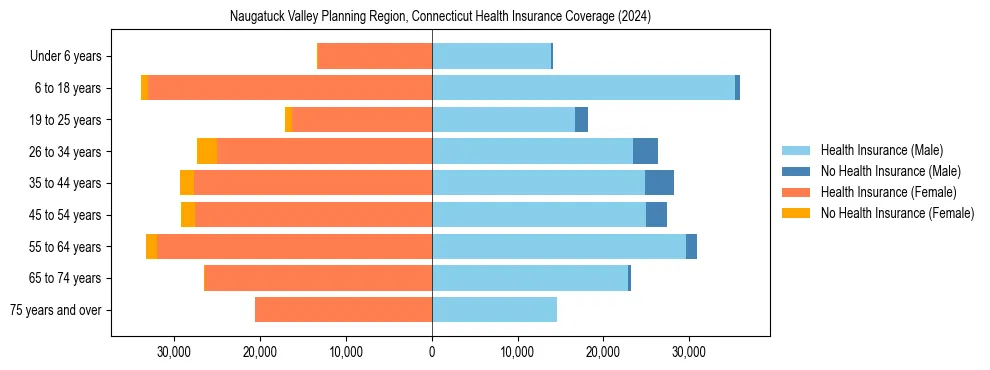 Health insurance pyramid for Naugatuck Valley Planning Region, Connecticut
