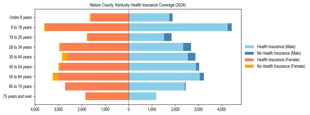 Health insurance pyramid for Nelson County, Kentucky