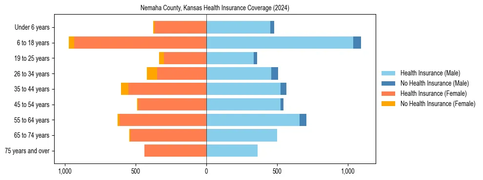 Health insurance pyramid for Nemaha County, Kansas