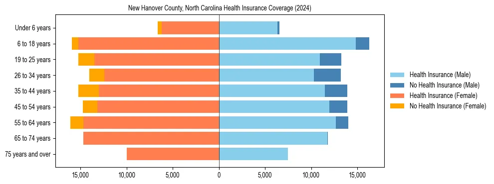 Health insurance pyramid for New Hanover County, North Carolina