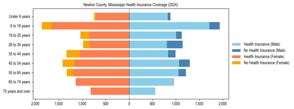 Health insurance pyramid for Newton County, Mississippi