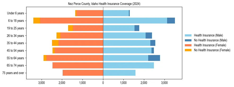Health insurance pyramid for Nez Perce County, Idaho