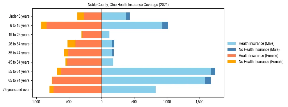 Health insurance pyramid for Noble County, Ohio