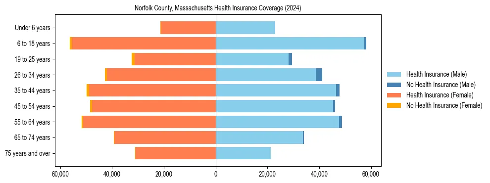Health insurance pyramid for Norfolk County, Massachusetts