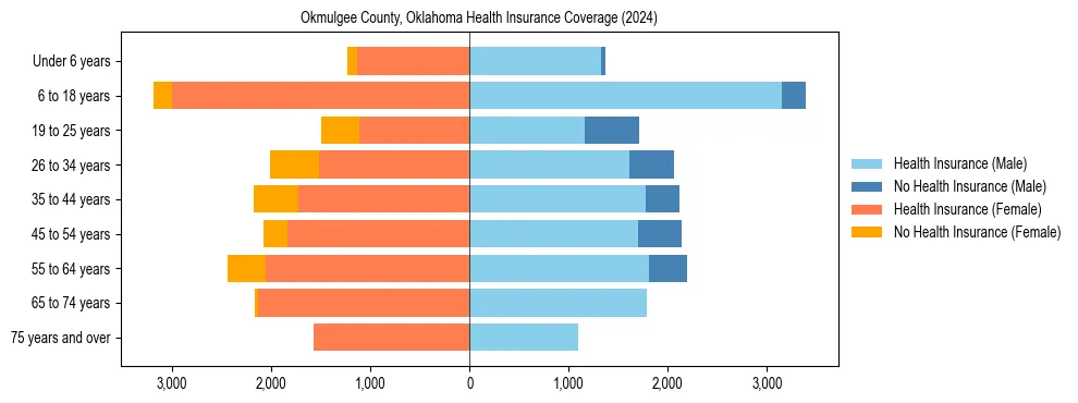 Health insurance pyramid for Okmulgee County, Oklahoma