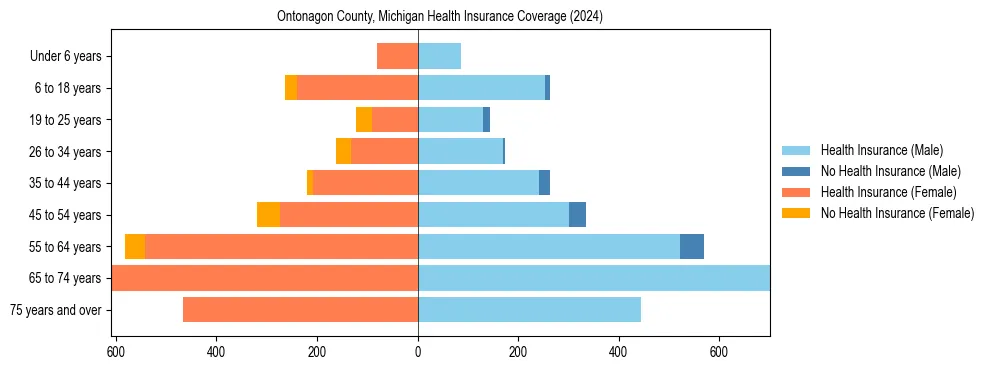 Health insurance pyramid for Ontonagon County, Michigan