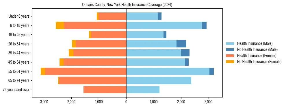 Health insurance pyramid for Orleans County, New York
