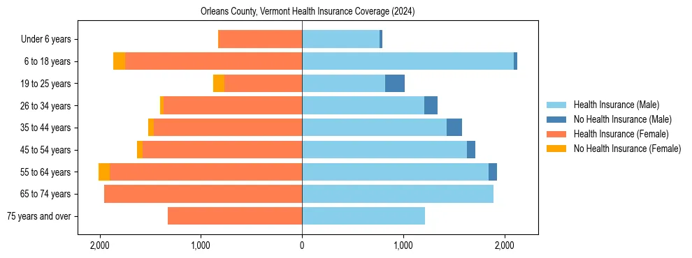 Health insurance pyramid for Orleans County, Vermont