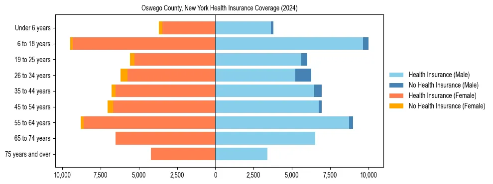 Health insurance pyramid for Oswego County, New York