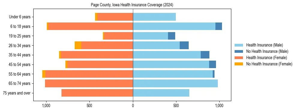 Health insurance pyramid for Page County, Iowa