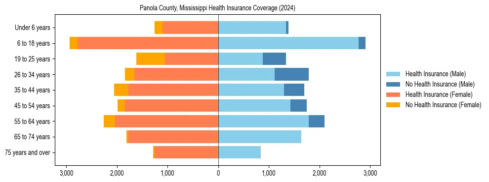 Health insurance pyramid for Panola County, Mississippi