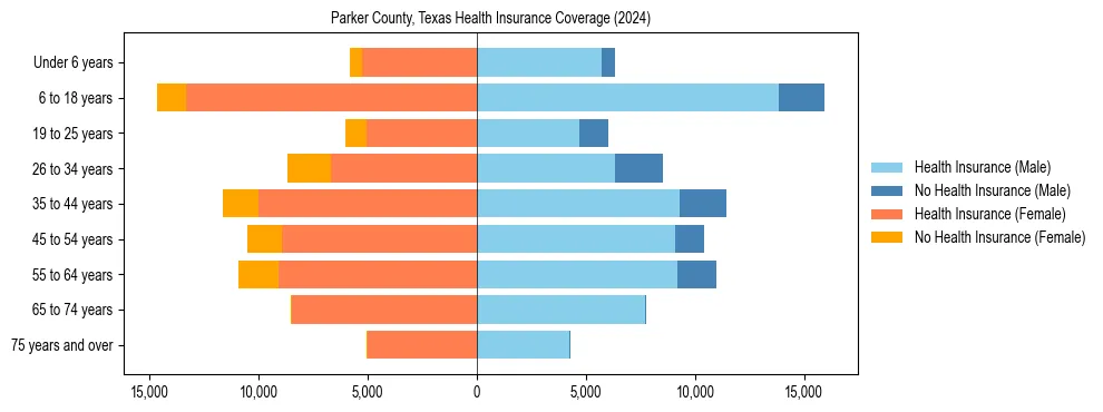 Health insurance pyramid for Parker County, Texas