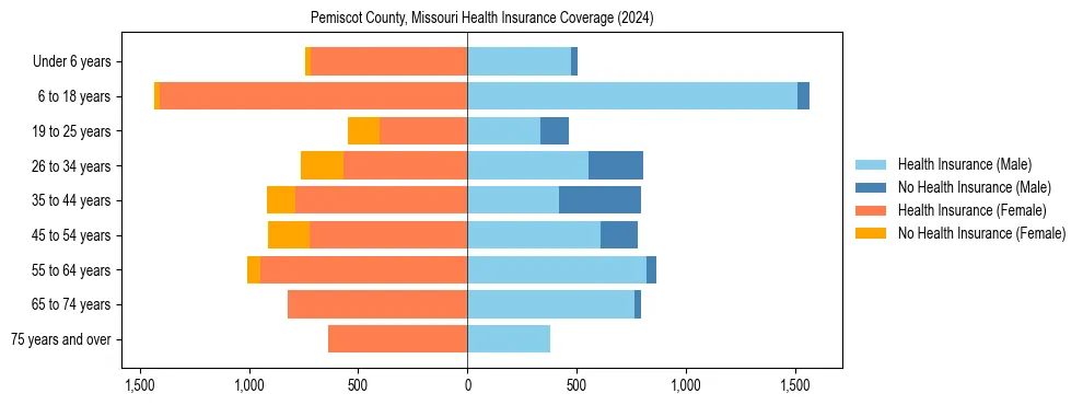 Health insurance pyramid for Pemiscot County, Missouri
