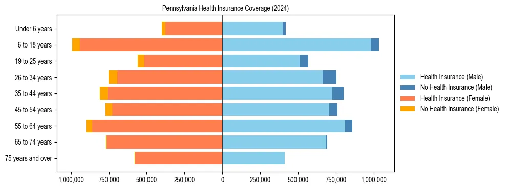 Health insurance pyramid for Pennsylvania