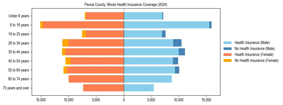 Health insurance pyramid for Peoria County, Illinois
