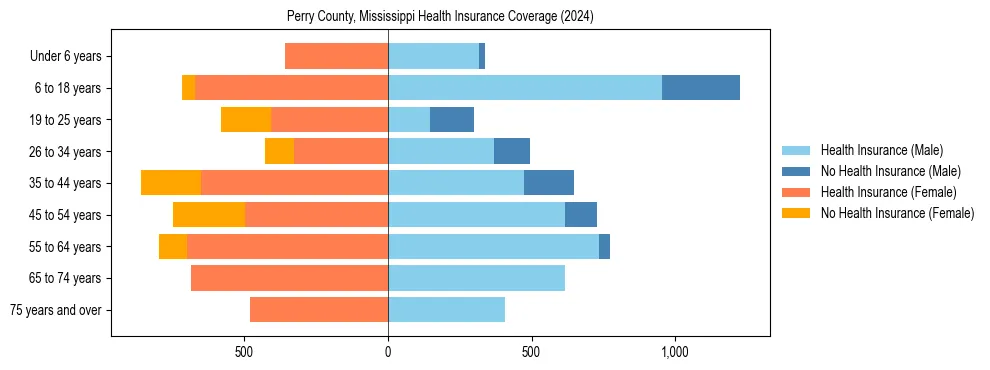 Health insurance pyramid for Perry County, Mississippi
