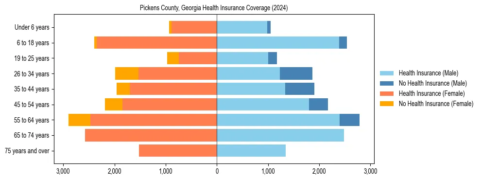 Health insurance pyramid for Pickens County, Georgia