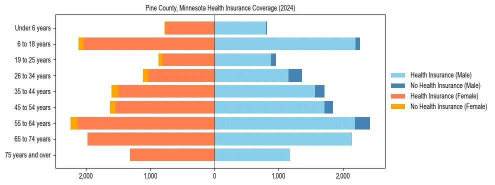 Health insurance pyramid for Pine County, Minnesota
