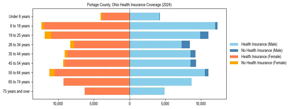 Health insurance pyramid for Portage County, Ohio