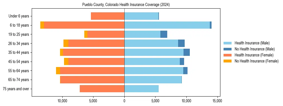 Health insurance pyramid for Pueblo County, Colorado