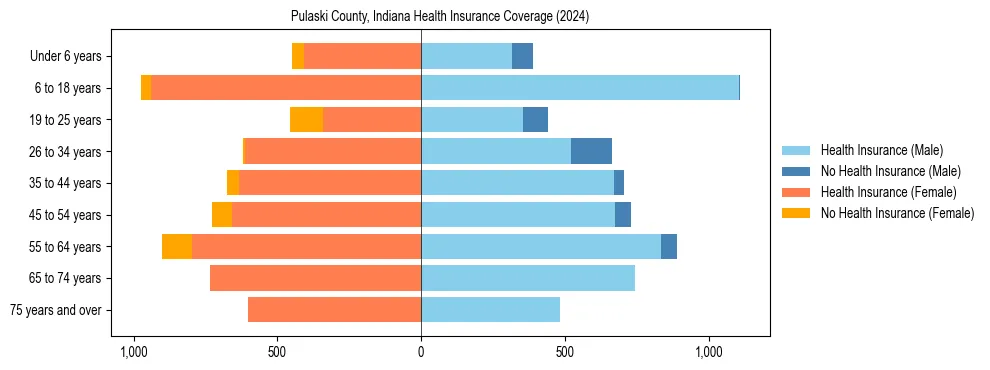 Health insurance pyramid for Pulaski County, Indiana