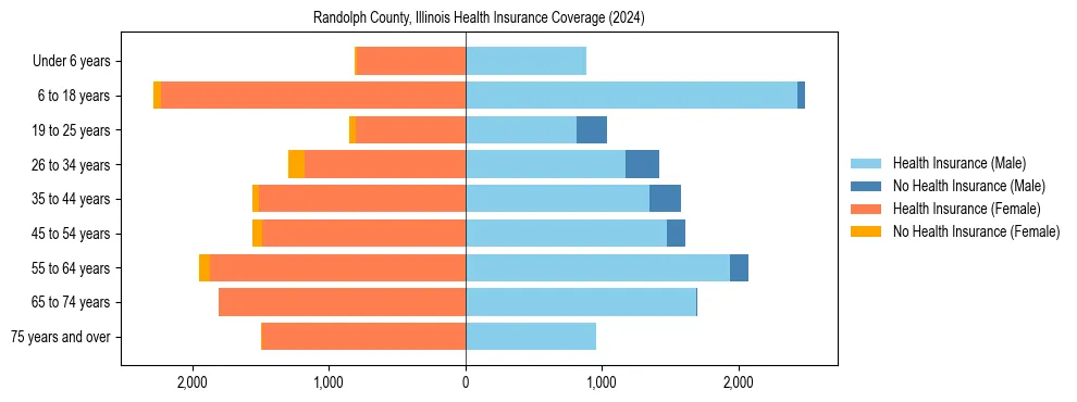 Health insurance pyramid for Randolph County, Illinois