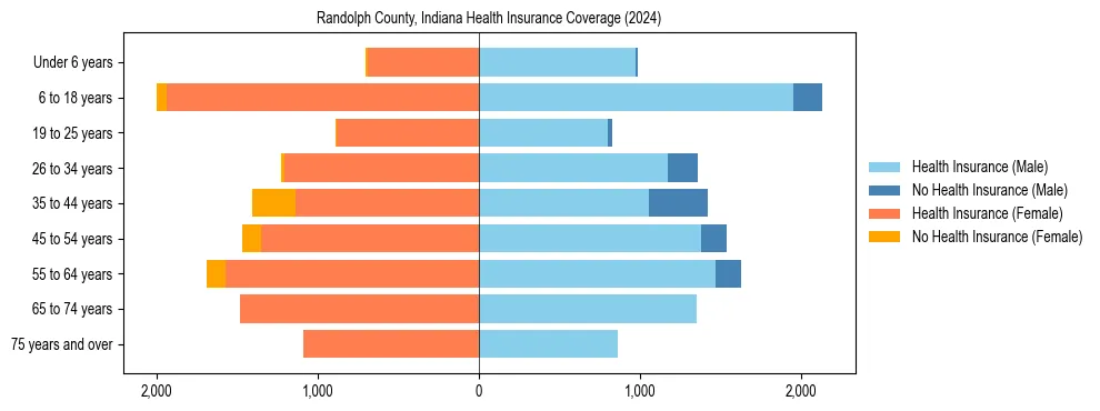 Health insurance pyramid for Randolph County, Indiana