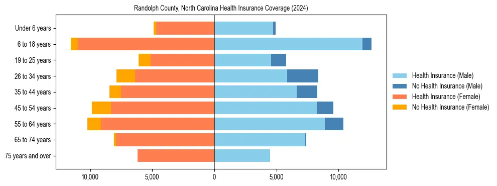 Health insurance pyramid for Randolph County, North Carolina