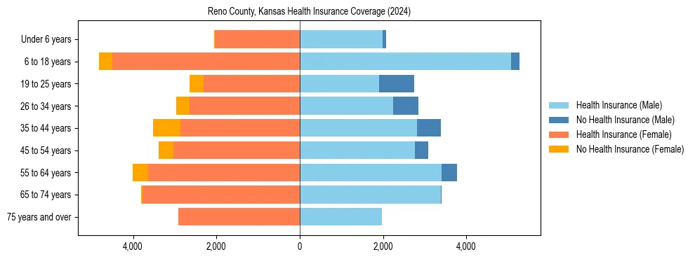 Health insurance pyramid for Reno County, Kansas