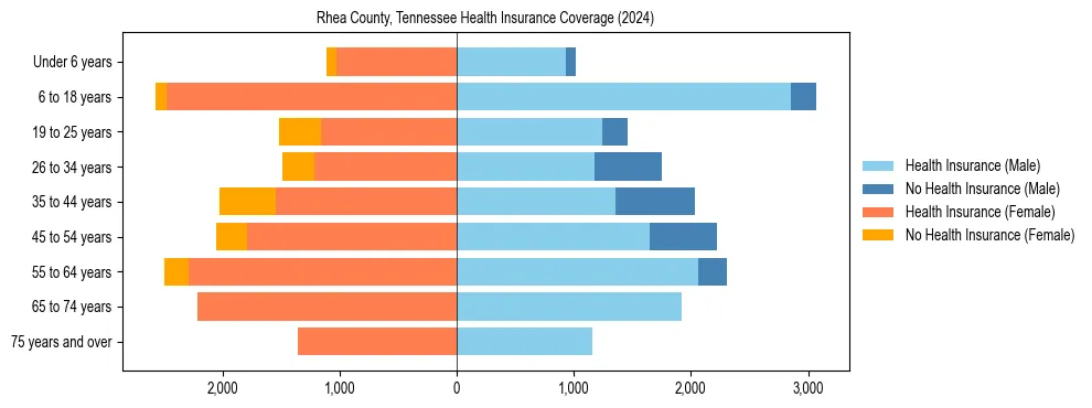 Health insurance pyramid for Rhea County, Tennessee