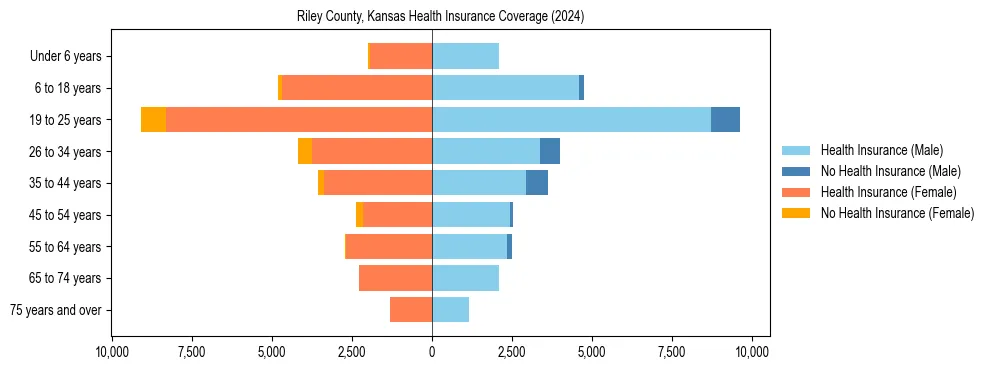 Health insurance pyramid for Riley County, Kansas