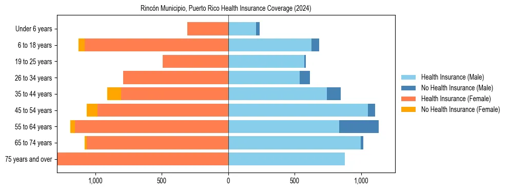 Health insurance pyramid for Rincón Municipio, Puerto Rico