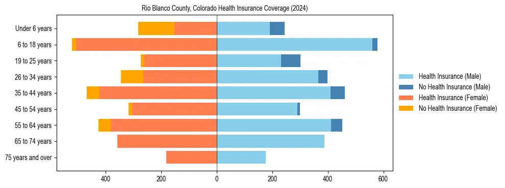 Health insurance pyramid for Rio Blanco County, Colorado