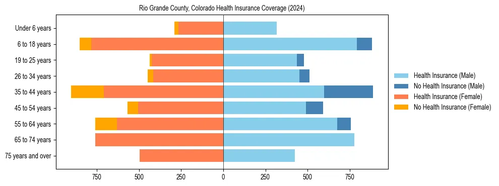 Health insurance pyramid for Rio Grande County, Colorado