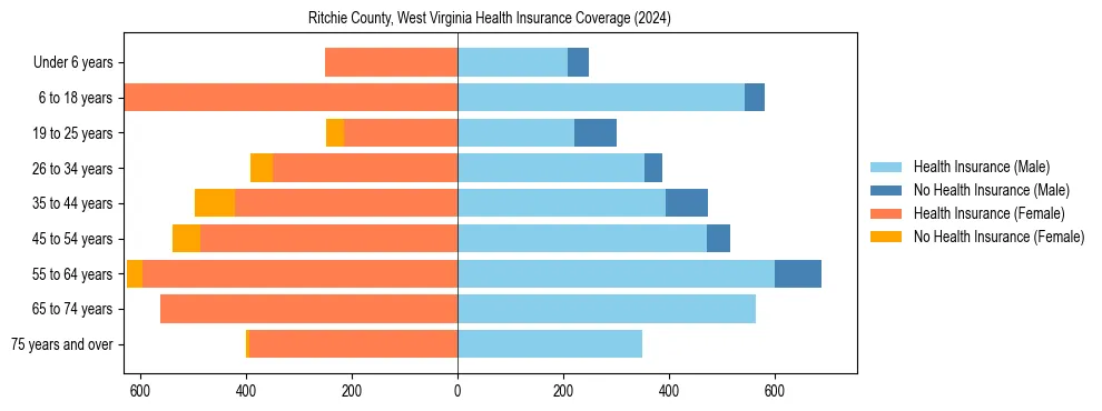 Health insurance pyramid for Ritchie County, West Virginia