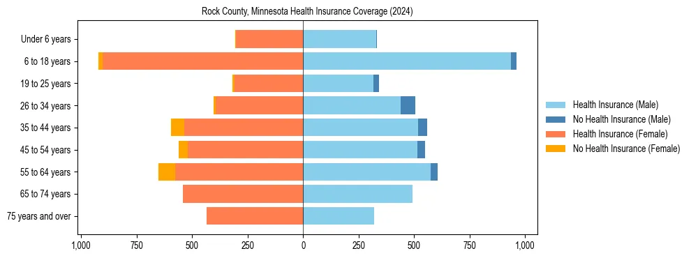 Health insurance pyramid for Rock County, Minnesota